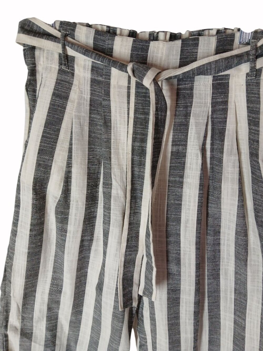 Indigo Rising Womens Ivory Gray Linen Cotton Pants Size L Wide Leg Casual Loose - Picture 5 of 10